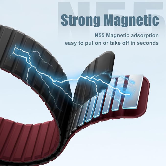 Magnetic Sport Silicone for Apple Watch Ultra 3 2 Band 49mm 46 45 44mm Men | Upgraded Magnet,Two-Tone Design,Waterproof,Soft Loop Strap for iWatch Ultra 3/2 Series 11 10 9 8 7 6 5 4 SE 46mm 45mm 44 49