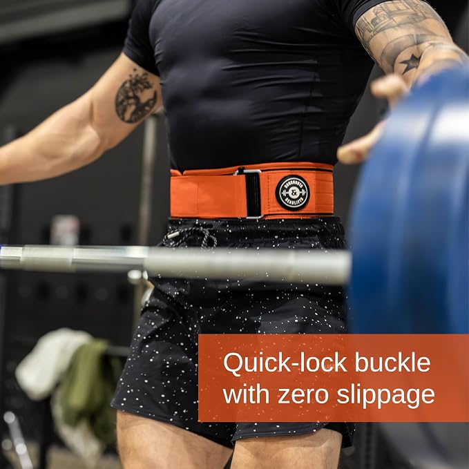 Weight Lifting Belt for Squats, Weightlifting Belt for Deadlifts - 4in Back Support for Bodybuilding | Powerlifting, Locking Metal Buckle, Weight Lifting Belts for Men - Quick Locking