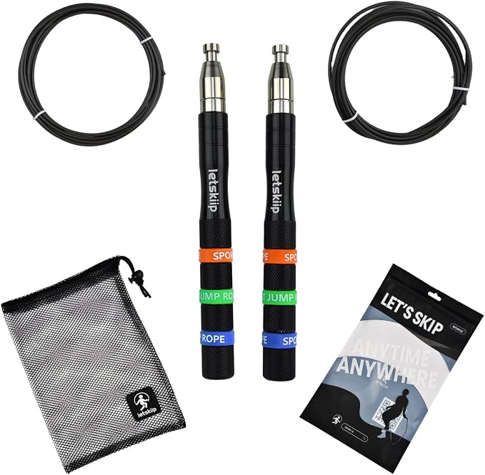Self-Locking Aluminum Speed Jump Rope, 2 Cable Set