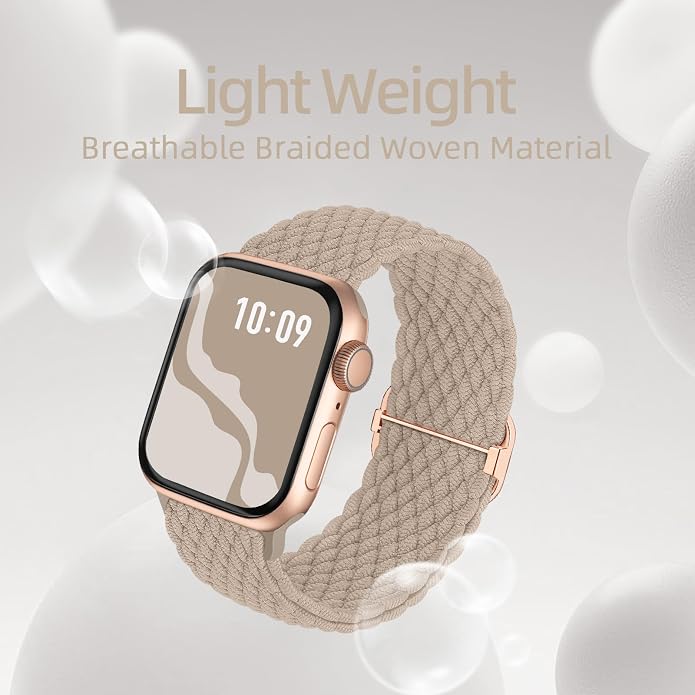 4 Pack Braided Stretchy Bands Compatible with Apple Watch 40mm 41mm 38mm 42mm 44mm 45mm 46mm 49mm Women Men, Breathable Nylon Elastic Daily Use Straps for iWatch Series 11/10 9 8 7 6 5 4 3 SE/Ultra 2