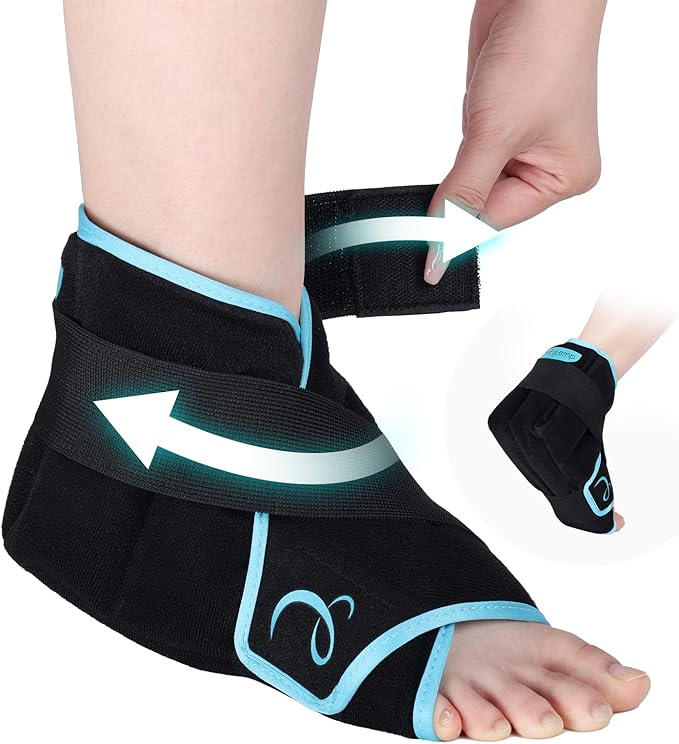Comfytemp Ankle Foot Ice Pack Wrap for Plantar Fasciitis Relief, Heel Pain, Swelling, Achilles Tendonitis, Heel Spur, Sprain, Hot Cold Compress, Women Men Gift for Mom Dad, FSA Eligible HSA, 1 Pack
