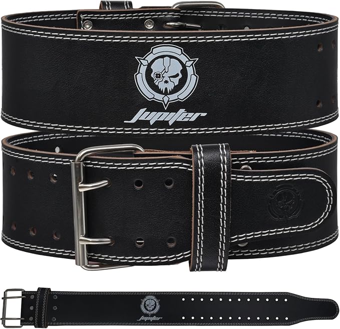 Weight lifting Belt (6mm Thick) - Genuine leather, offering back support. Double-pronged buckle, ideal for weightlifting, powerlifting, squats and deadlifts