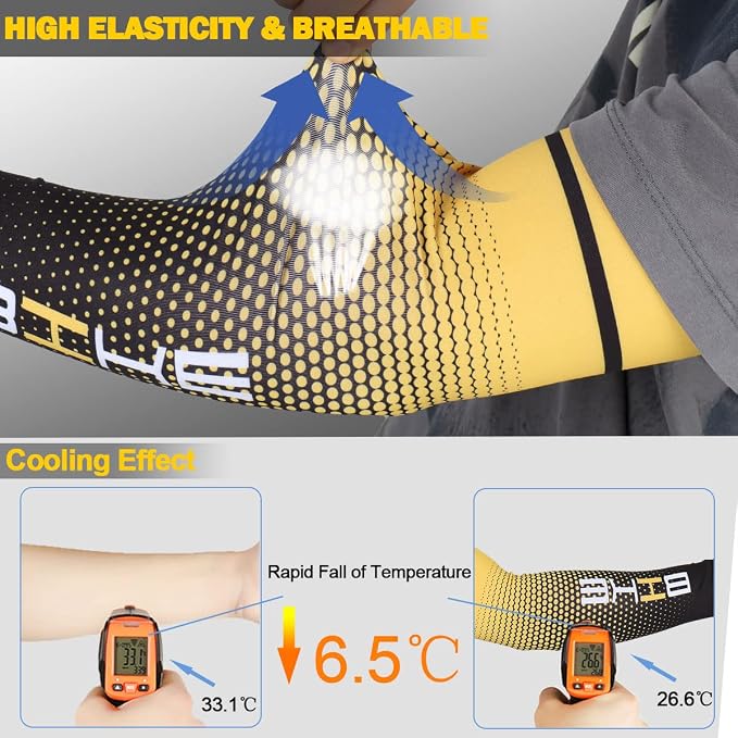 beister Arm Sleeves for Men & Women, UV Protection Cooling Cover and Cyling | Lightweight stretch; sweat-wicking comfort; cycling, volleyball, baseball, driving and gardening; washable tattoo coverage