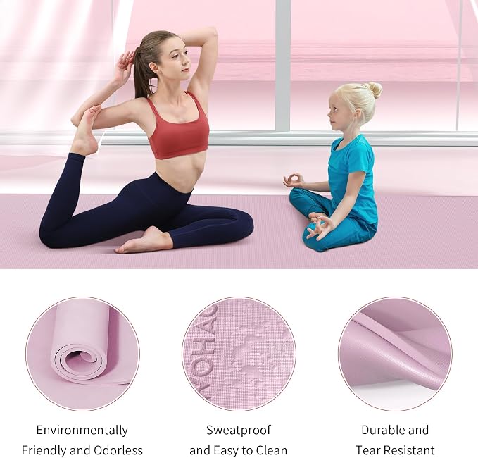 Extra Wide & Thick 8mm Yoga Mat, 72"x31.5" | Large Non Slip Exercise Mat, Premium POE Material, Superior Cushioning & Stability, With Strap for Home Gym, Pilates