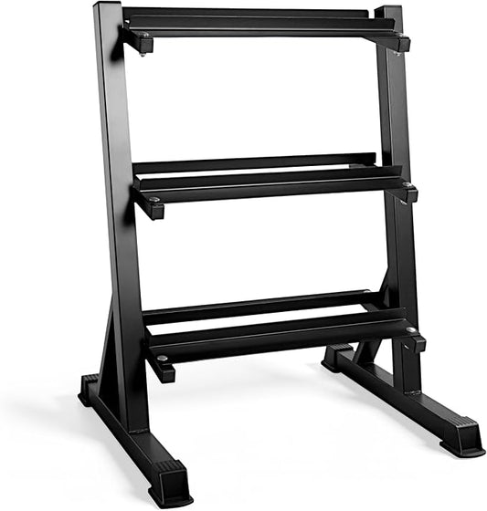 CAP 2-Tier & 3-Tier Dumbbell Rack for Home Gym, Heavy-Duty Steel Weight Storage Rack for Hex Dumbbells, Holds 5-35lb 5-50lb 5-75lb Dumbbell Pairs, Multiple Sizes & Capacities