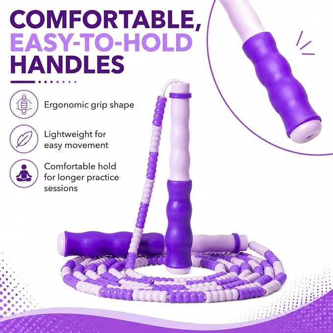 Jump Rope for Kids, Beaded Jumping Rope for 8-12, 9Ft Adjustable Skipping Rope with Soft Beaded, Tangle-Free Jumprope for Girls Boys, Students Outdoor Fitness Exercise