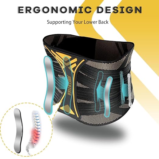 JIUFENTIAN Copper Back Brace for Lower Back and Sciatica Pain Relief, Large | Adjustable Support System | Superior Comfort - Supports for Sciatica, Herniated Disc, Scoliosis, Heavy Lifting and Work