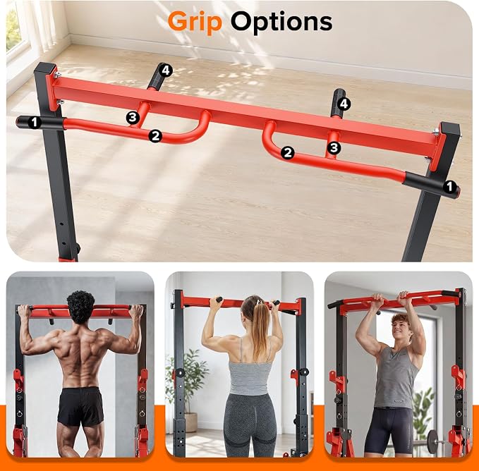 Foldable Power Tower Pull Up Bar Station, Adjustable Height | Portable Free Standing,700lbs Load Max, Adjustable Height fits Man,Woman,Power Tower Pull Up Dip Station, Multi Grips
