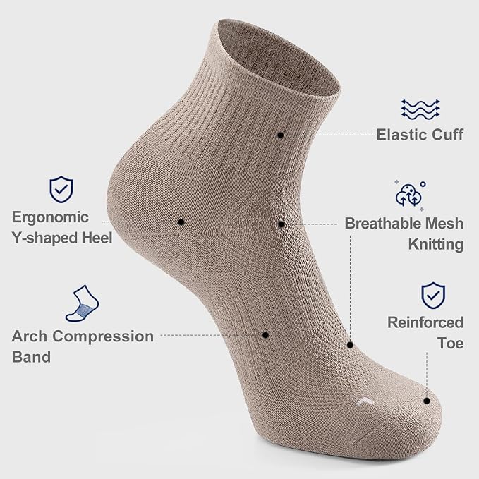FITRELL 6 Pack Men's Athletic Ankle Socks Cushioned Sports Running Socks 7-9/9-12/12-15