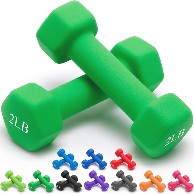 Portzon 8 Colors Options Compatible with Set of 2 Rubber Dumbbell Weight, 5-50 LB, Anti-Slip, Anti-roll, Hex Shape
