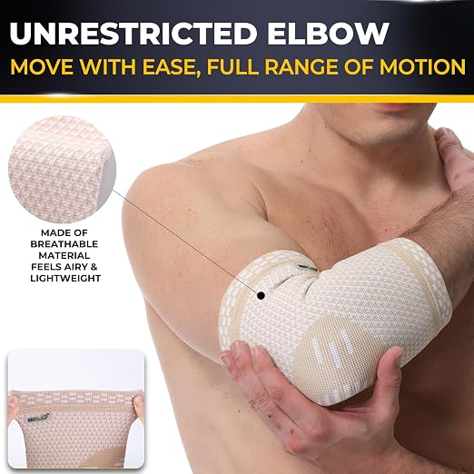 NeoTech Care Elbow Support Brace - Breathable - Men, Women, Right or Left (Beige Color, Size XL, 1 Unit)