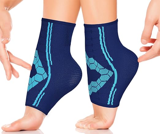 Sparthos Ankle Brace for Women & Men, Foot Compression Sleeve - Blue-M
