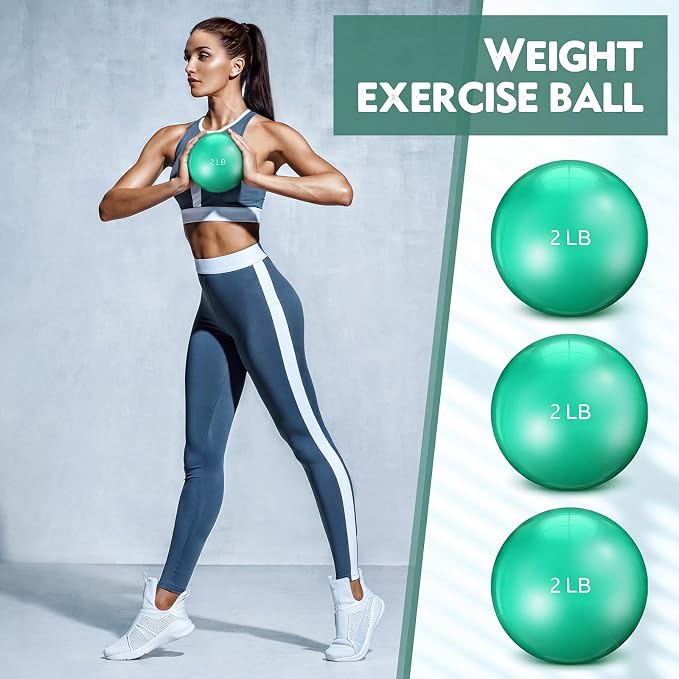 Seenelling 4 Pcs Weighted Toning Balls for Exercise Weighted Exercise Soft Medicine Balls for Gym, Pilates, Yoga, Balance, Flexibility