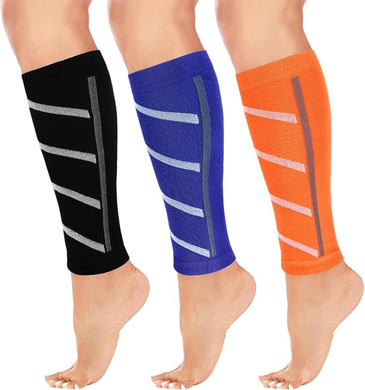 Junely 3 Pairs Calf Compression Sleeve for Men and Women | Running Athletic Nurses Work Support Travel Flight Sports
