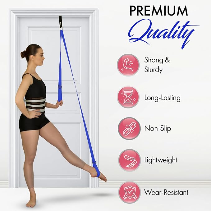Stretching Strap with Door Anchor for Splits and Flexibility Training | Improve Leg Flexibility at Home, Ideal for Ballet, Dance, Cheerleading, Yoga, Pole Dance and Gymnastics