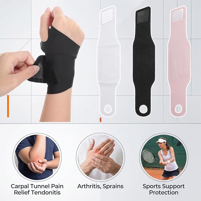 3Pcs Ultra-Thin Wrist Wrap Soft Wrist Brace Wrist Compression Strap | Elastic Wrists Wrap for Carpal Tunnel for Sports Tennis Fitness Compression and Support Fit Left, Right Hands