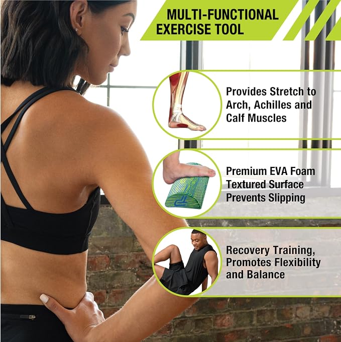 Pro-Tec Athletics Calf Stretcher, Calf & Achilles Tendon Flexibility, Balance & Core Exercises,Memory Foam, Textured Surface, Arch and Heel Discomfort Relief, Men and Women