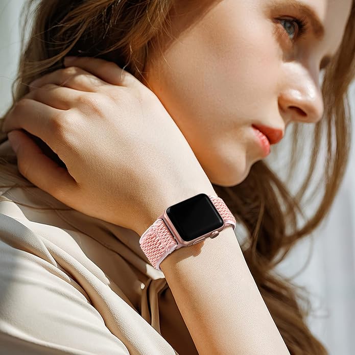 Lerobo Stretchy Nylon Solo Loop Band, Compatible with Apple Watch Series 11 10 9 8 7 6 5 4 3 SE3/2/1 Ultra3/2/1, Adjustable Strap for iwatch Band 44mm 45mm 46mm 49mm 42mm 40mm 41mm 38mm for Women Men