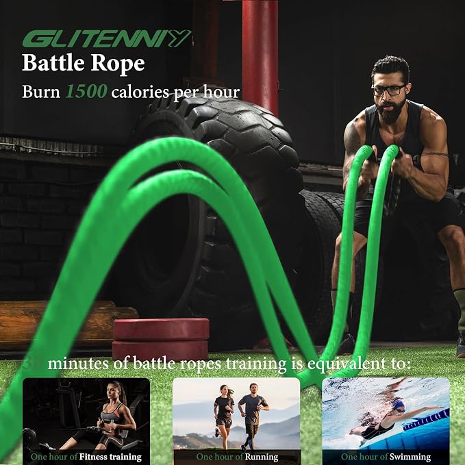 Battle Ropes Green Workout Rope 1.5inch Battle Ropes for Home Gym 30ft Exercise Ropes for Working Out Heavy Ropes for Exercise Training Weighted Rope Weighted Workout Rope Battle Rope