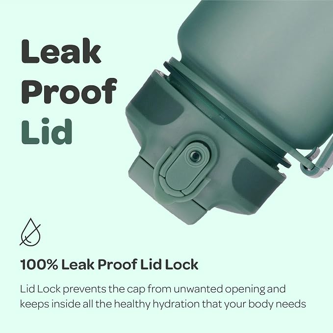 Hydracy Motivational Water Bottle with Time Marker and Straw Lid 32 oz | Leakproof,BPA Free,No Sweat Neoprene Sleeve,Carry Strap,Daily Intake Tracking for Fitness & Outdoors
