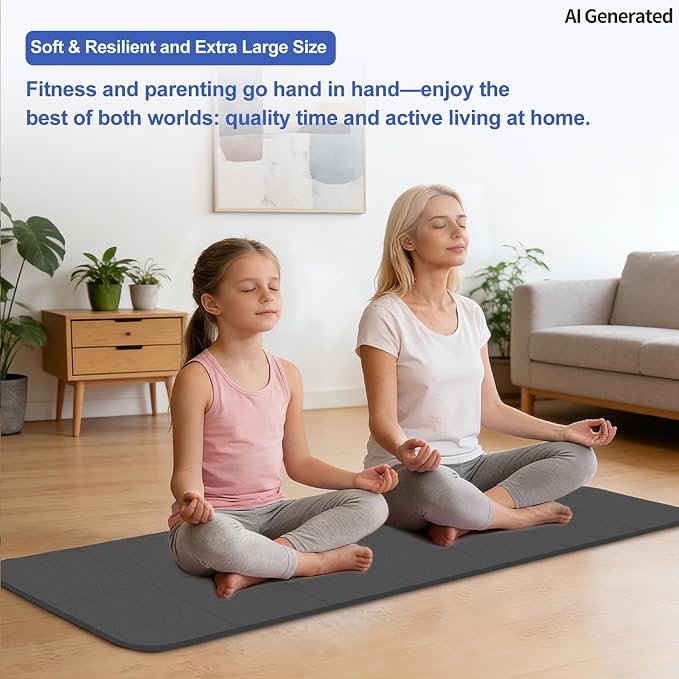 Foldable Yoga Mat with Resistance Band & Sliding Discs, 0.24" Thick Eco-Friendly TPE Non-Slip Workout Mat, Portable for Yoga, Pilates, Home Gym & Travel (72." x 24" x 0.24")