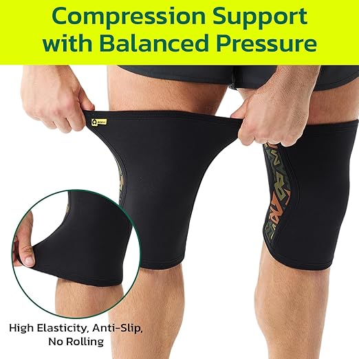 5mm Knee Brace For Women Men for Fitness, Weightlifting XL (1 Pair) | Knee Support ,Knee Compression Sleeve, Non-Slip Braces for Training & Fitness, Weightlifting, Neoprene