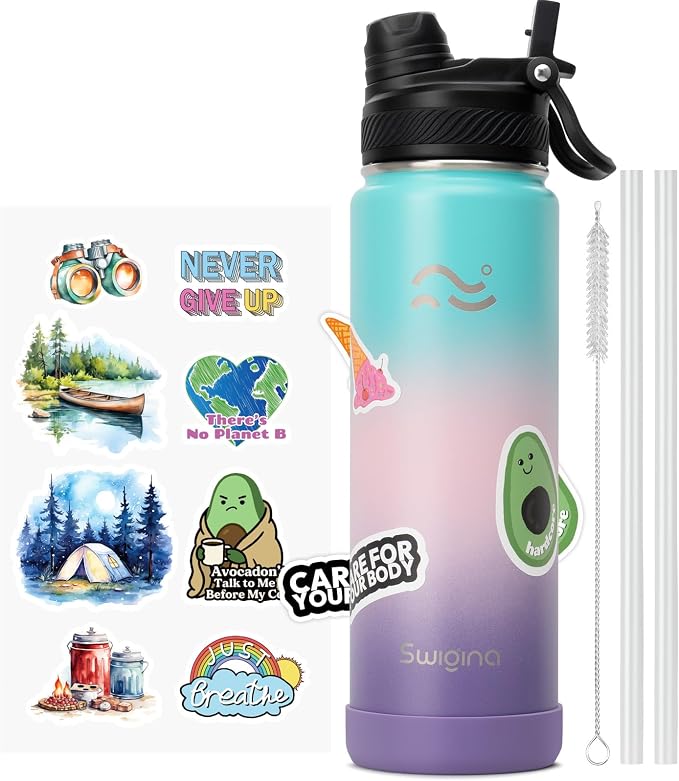 Swigina Insulated Water Bottle with Boot (Keep 36 hrs Cold) BPA Free, 24 oz