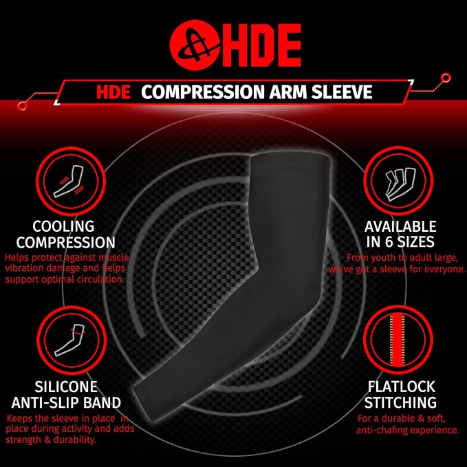 HDE Arm Compression Sleeves for Kids Basketball Shooting Sleeve Youth Sports Cooling Sun Protection Football Baseball 1 Pair