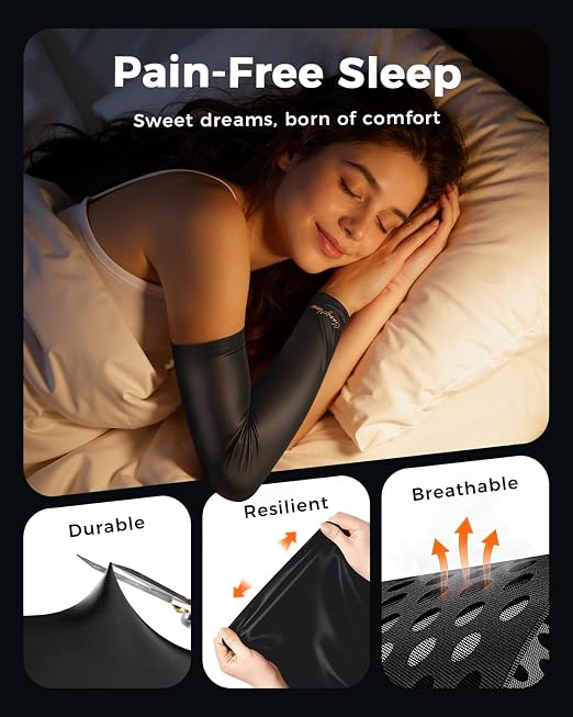 Copper Compression Arm Sleeves for Men & Women - Workout and Everyday Use | Full Arm Brace for Forearm, Bicep, Triceps, Pain Relief for Tennis Elbow, Basketball, Golf, Arthritis, Tendonitis, Bursitis