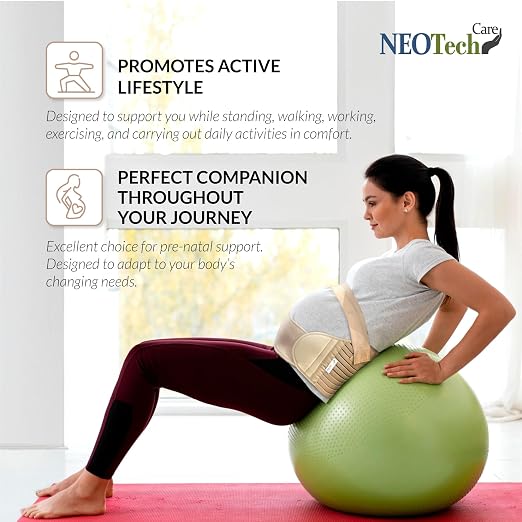 NeoTech Care Pregnancy Belly Band, Maternity Belt, for Pregnancy Belly Support, Back/Pelvic Support (Size M, Beige Color)