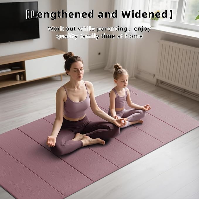 PAIDU Foldable Yoga Mat (10MM) 75‘’x40‘“ Quick Fold，Easy Storage | TPE Non-Slip Design, Ea Extra Long/Wide for Indoor Yoga, Pilates and Outdoor Travel Workouts
