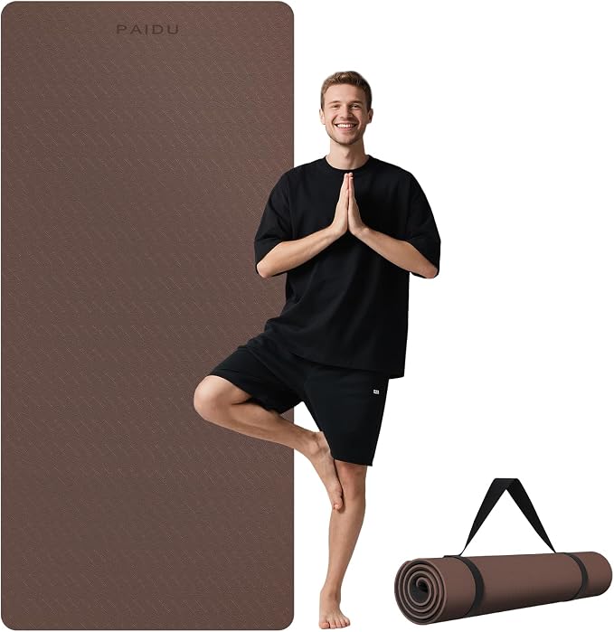 PAIDU Extra Long Wide Yoga Mat, （10mm） Thick Non-Slip Exercise Mat 76"x33" | large mat, ideal for yoga, Pilates & home gym, with non-slip grip & cushioning for all exercises.