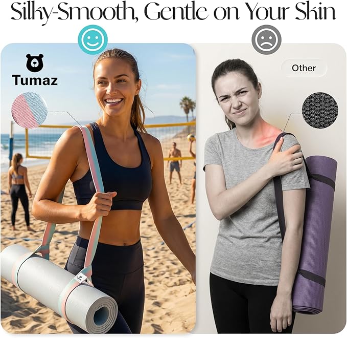 Yoga Mat Strap Adjustable Carrier for All Yoga Mats, 2 Sizes | Extra Thick Cotton Blend |16+ colors are available | Fits Most Yoga Mats | Soft Woven Texture | Comfortable Shoulder Carry