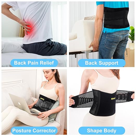 Back Support Belt for Men and Women, Back Braces for Lower Back Pain, Stretcher for Lower Back Pain Relief, Scoliosis, Sciatica,Herniated Disc, Protect Waist for Workout Sports 04 Black-XL