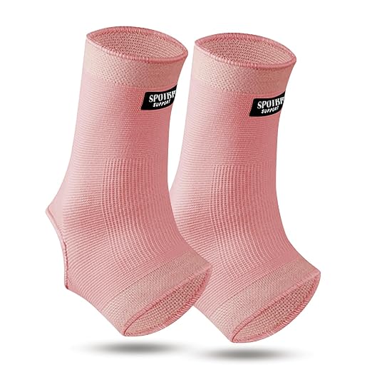 SPOTBRACE Ankle Brace Compression Sleeve, Ankle Support For Women Men 2Pack | Elastic, Open Heel, Pink, Breathable, Thin, Soft, Foot Compression Sock Wrap for Swelling, Plantar Fasciitis, Sprain, Size XL