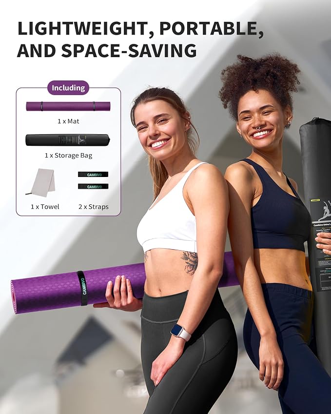 CAMBIVO 72''x48'' Large Yoga Mat, Extra Thick TPE Workout Mat | extra large exercise mat, non-slip TPE cushioning for joint relief, pilates stretching, apartment noise dampening