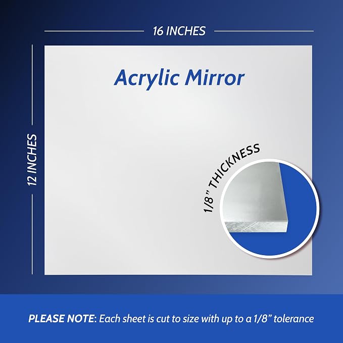 Duco USA-Made Acrylic Mirror Sheet 1/8 Inch Thick 12" x 16" (with Adhesives) - Pack of 4 Silver Frameless Plastic Mirror for Walls, Home Gyms, Bathrooms, & More - Shatter-Proof Mirrored Plexiglass