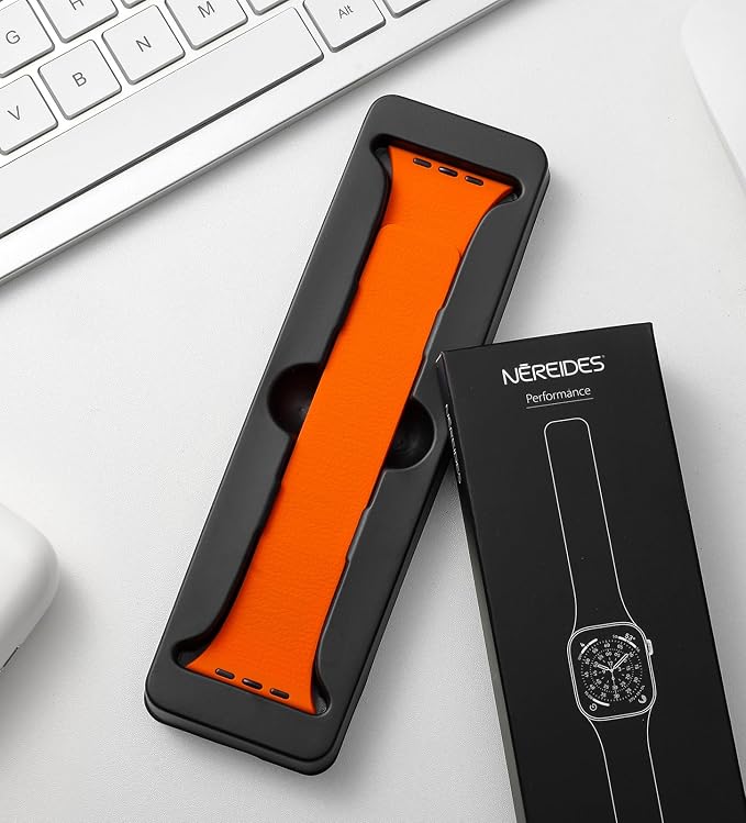 Magnetic Silicone Band Compatible with Apple Watch Band 42mm 41mm 40mm 38mm Series 11 10 9 8 7 6 5 4 3 & SE 3/2/1 Strong Magnetic Clasp, Waterproof & Adjustable (Orange)