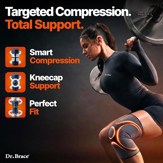 DR. BRACE Elite Compression Knee Brace for Women & Men, (2-Pack) Knee Support Compression Sleeve, Workout Sports Knee Braces for Meniscus Tear, ACL & Arthritis Pain Relief - Check Size Guide Video (Pluto, Small)