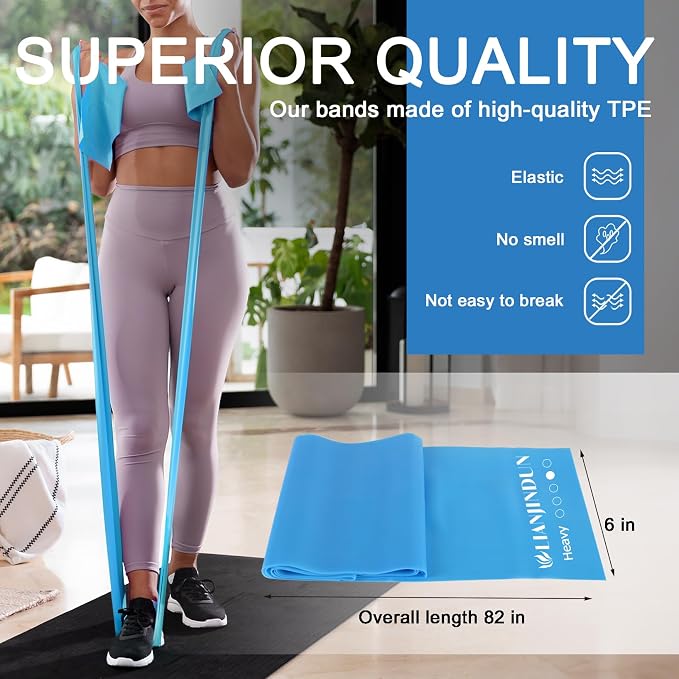 5-Piece Resistance Bands Set, 5.9 ft, Latex-Free for Exercise and Therapy | Elastic Bands for Stretching, Physical Therapy, Yoga, Pilates and Home Workouts, Suitable for Women and Men