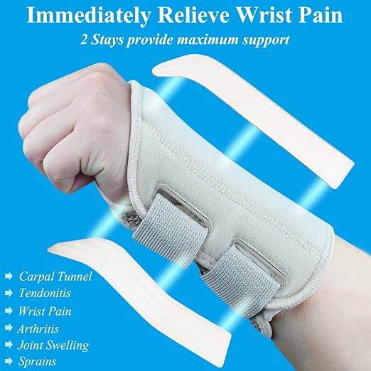 Carpal Tunnel Wrist Brace, Adjustable Wrist Support Brace, Night Wrist Sleep Supports Splints Arm Stabilizer (Right Hand, S/M, Khaki)