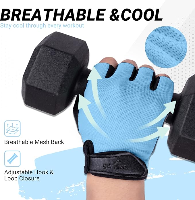 Workout Gloves for Women Men, Full Palm Silicone Grip, Padded Half Finger Gloves for Gym, Weight Lifting, Cycling