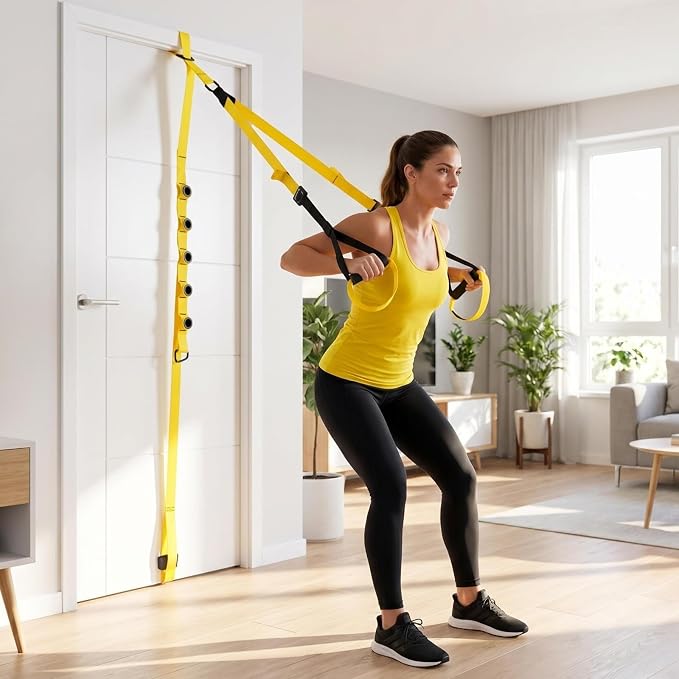 Home Suspension Training Kit for Full Body Workout Equipment | Adjustable Extension Door Anchor, Cary Bag and 2pcs Bands-Strength Training Equipment for Full Body Bodyweight Workouts