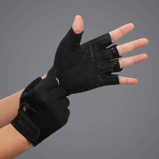 Workout Gloves for Women Men, Weight Lifting Gloves Padded, Full Palm Grip | Gym Grip Gloves for Weightlifting, Rowing, Exercise, Cycling, Dumbbells, Kettlebells, Home Work Out Equipment, Half-finger