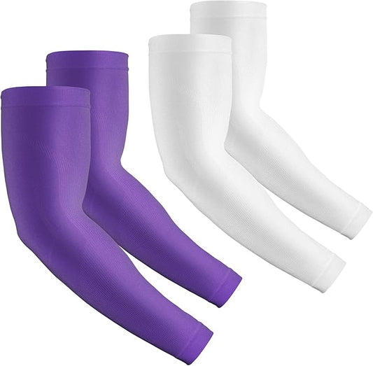 2 Pairs UV Protection Cooling Arm Sleeves Compression Sun Sleeves for Men Women Youth, Tattoo Cover Up, UPF 50