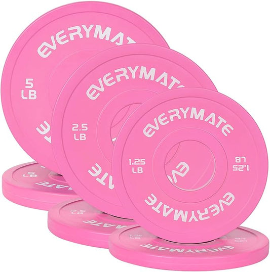 EVERYMATE Change Weight Plates 1.25LB 2.5LB 5LB Set Fractional Olympic Bumper Plates for Cross Training Steel Insert Strength Training