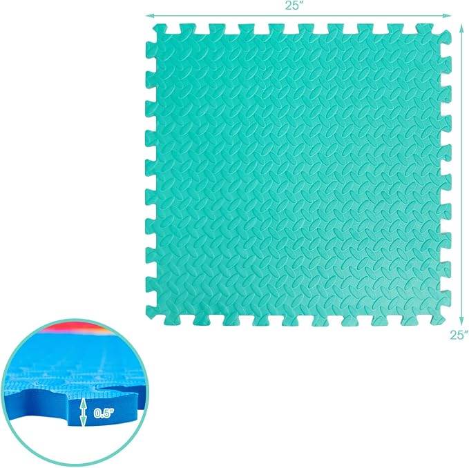 Tangkula 36 Tiles Exercise Flooring Mats with Border, Non-Slip EVA Foam Protective Mats, Elastic Puzzle Play Mats, 1/2" Interlocking Floor Mats for Home Gym, Fitness Room, Workshop Equipment