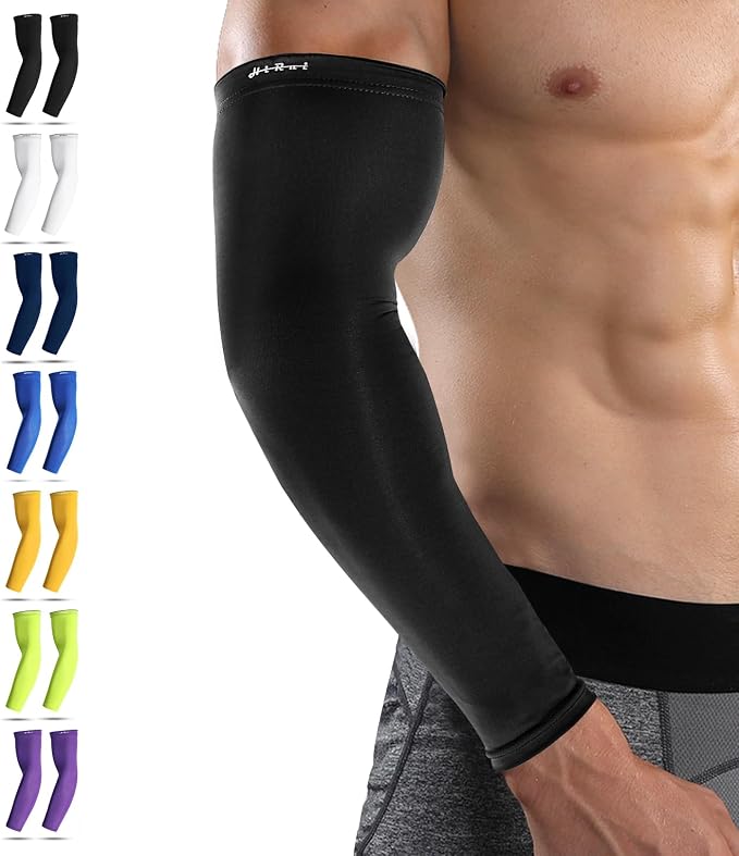 HiRui Arm Compression Sleeves for Men Women Youth, UV Protection 20-30mmHG Support Tattoo Cover, Breathable Moisture-Wicking