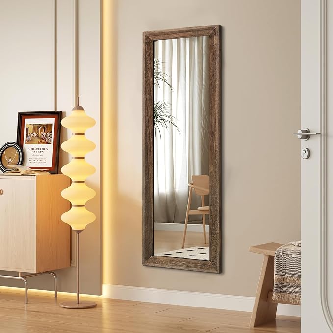 AAZZKANG Hanging Mirror Full Length Vintage Large Mirrors Wooden Framed | 43"x14" Bedroom Living Room Bathroom Entryway Wall Mounted Mirror Vertically or Horizontally