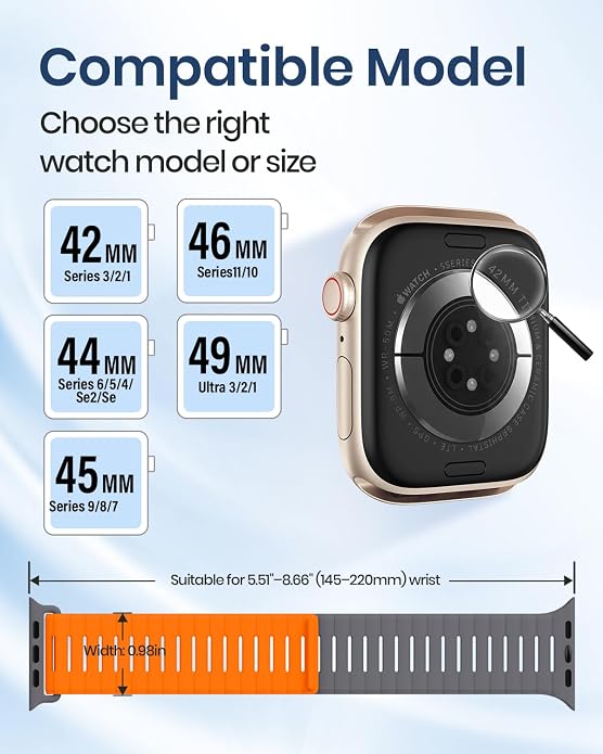 Magnetic Sport Bands Compatible with Apple Watch Bands for Men Women | Silicone Wristband 49mm 46mm 45mm 40mm 44mm 38mm 41mm 42mm, Replacement for iWatch Ultra Series 11 10 9 8 7 6 5 4 3 2 1 SE